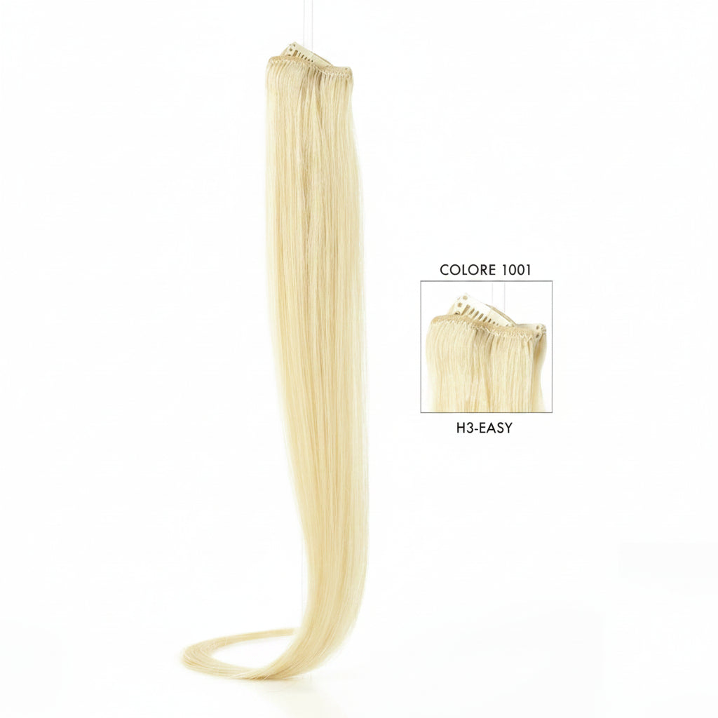 DI BIASE HAIR - Extension Clip 3 pezzi - 60 gr | 1001 Biondo Platino