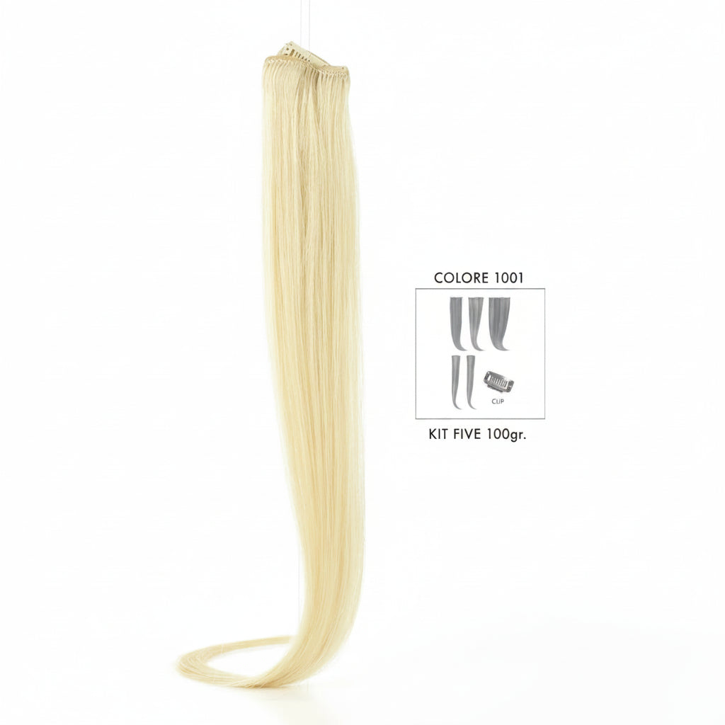 DI BIASE HAIR - Extension Clip 5 pezzi - 100 gr | 1001 Biondo Platino