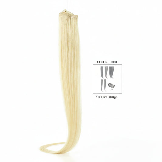 DI BIASE HAIR - Extension Clip 5 pezzi - 100 gr | 1001 Biondo Platino