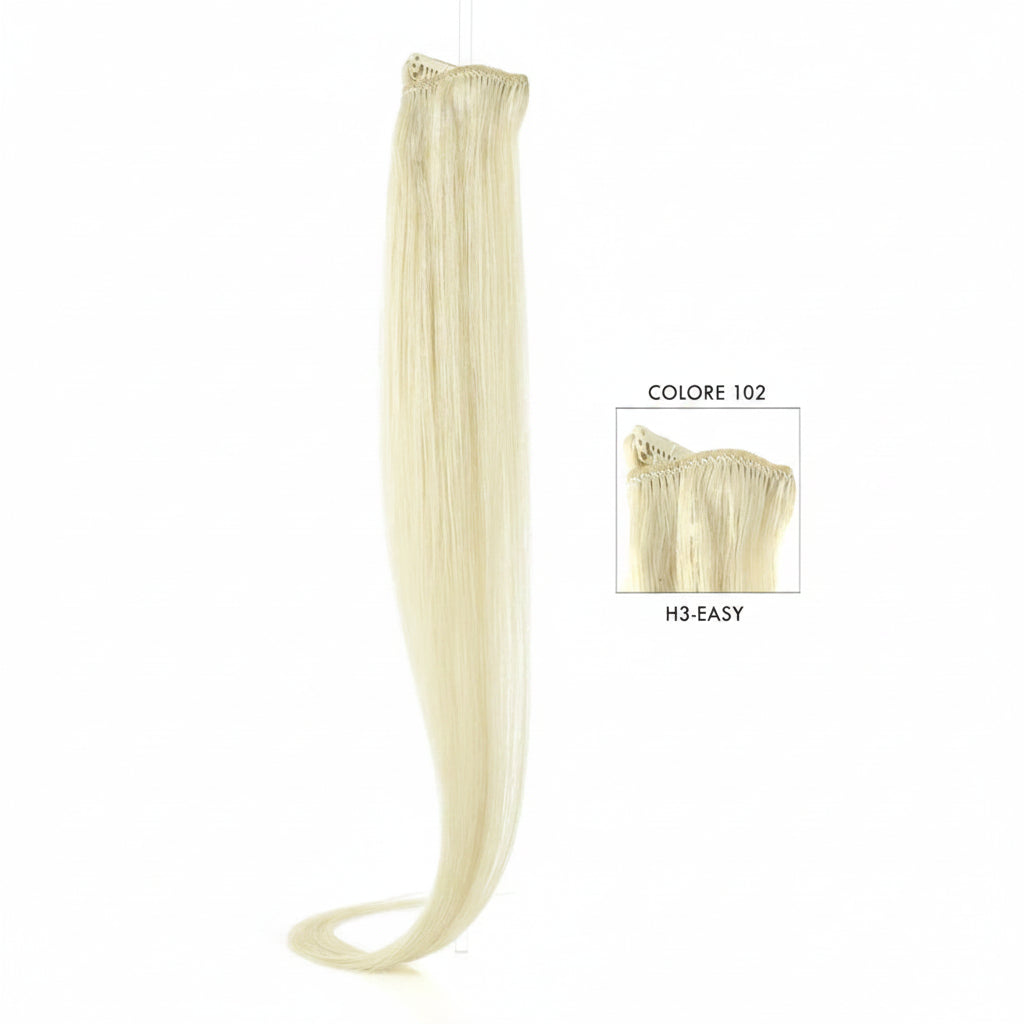 DI BIASE HAIR - Extension Clip 3 pezzi - 60 gr | 102 Biondo Chiarissimo Cenere