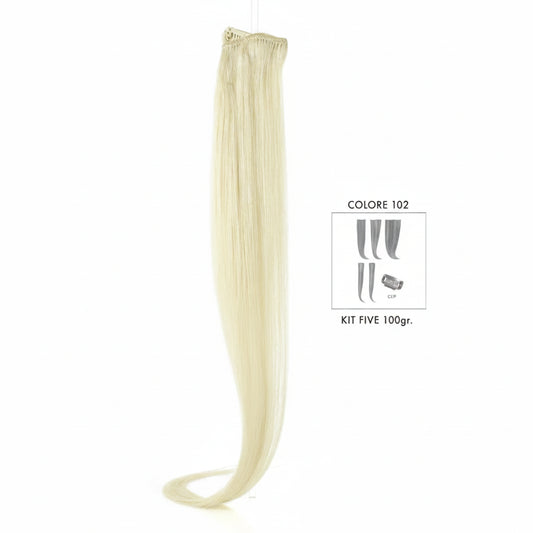 DI BIASE HAIR - Extension Clip 5 pezzi - 100 gr | 102 Biondo Chiarissimo Cenere