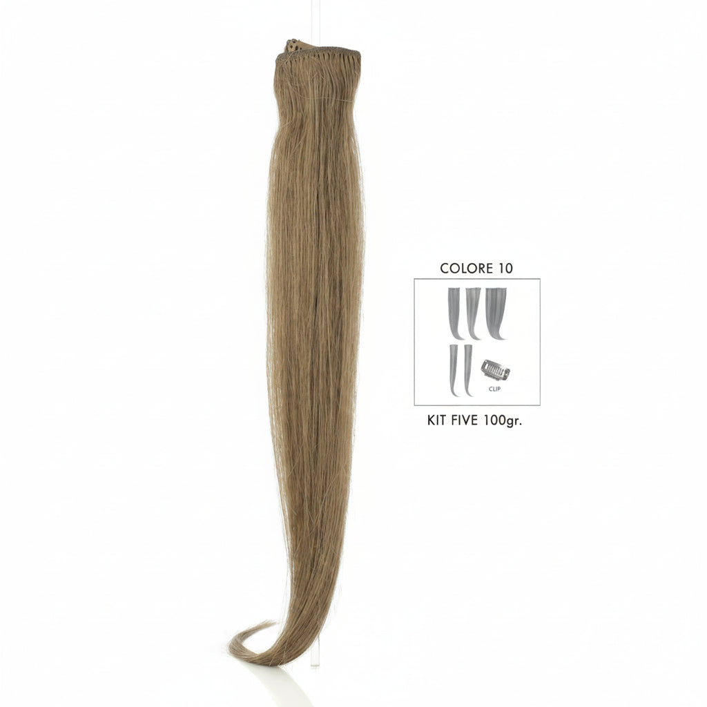 DI BIASE HAIR - Extension Clip 5 pezzi - 100 gr | 10 Biondo Scuro Cenere