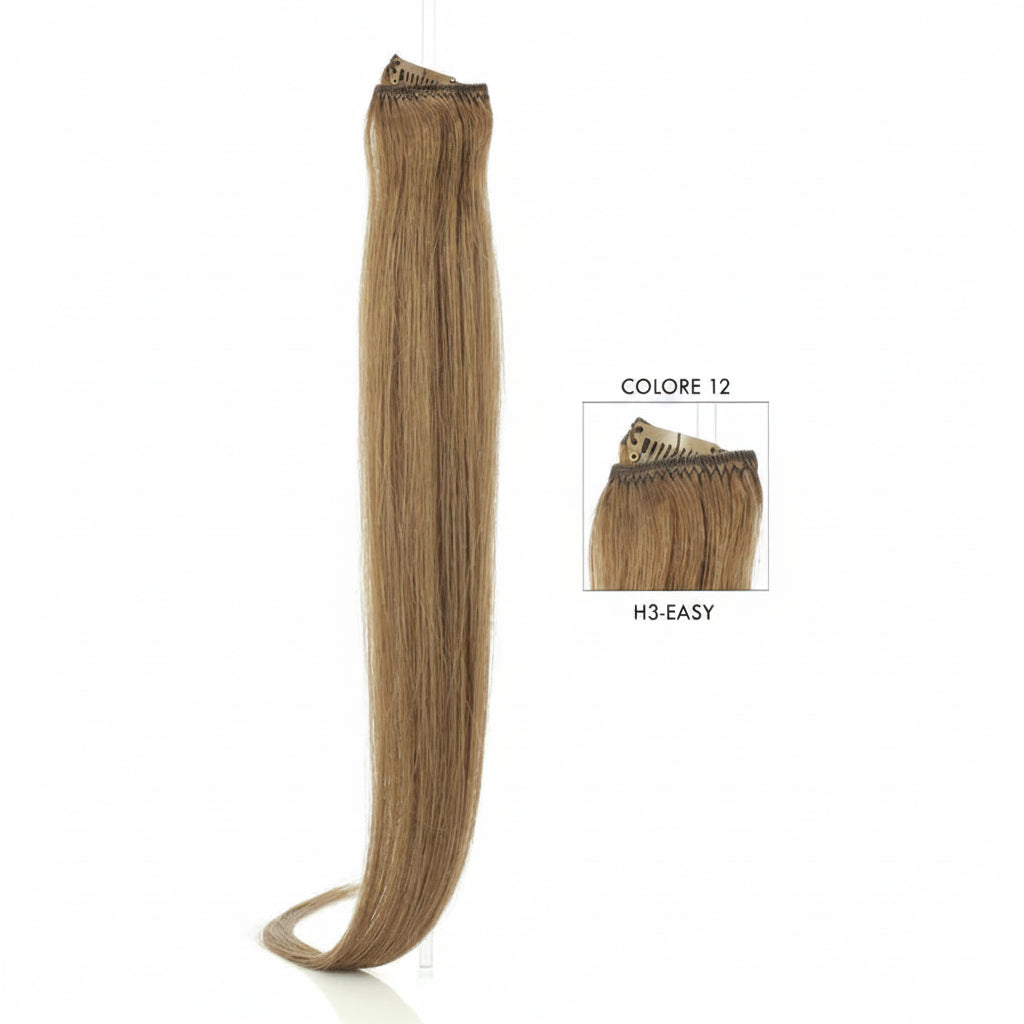 DI BIASE HAIR - Extension Clip 3 pezzi - 60 gr | 12 Biondo Dorato Rame