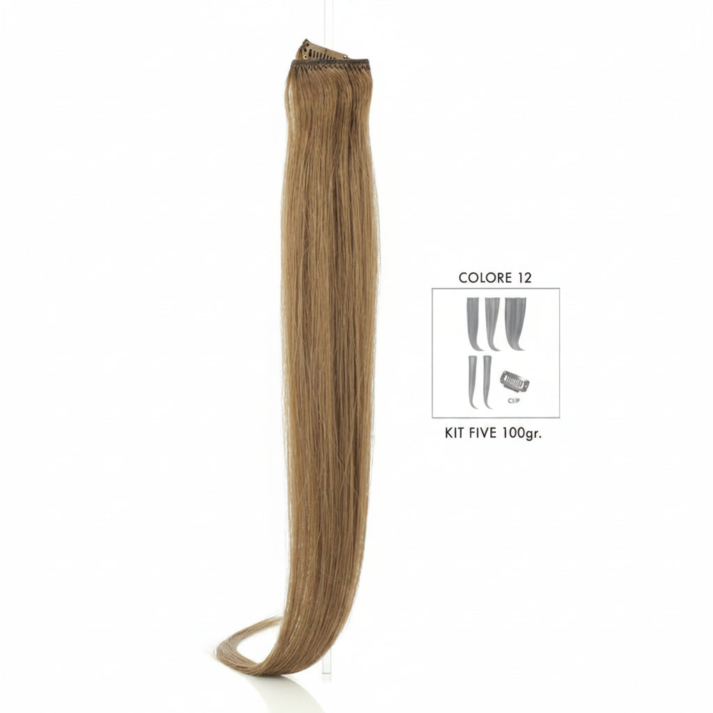 DI BIASE HAIR - Extension Clip 5 pezzi - 100 gr | 12 Biondo Dorato Rame