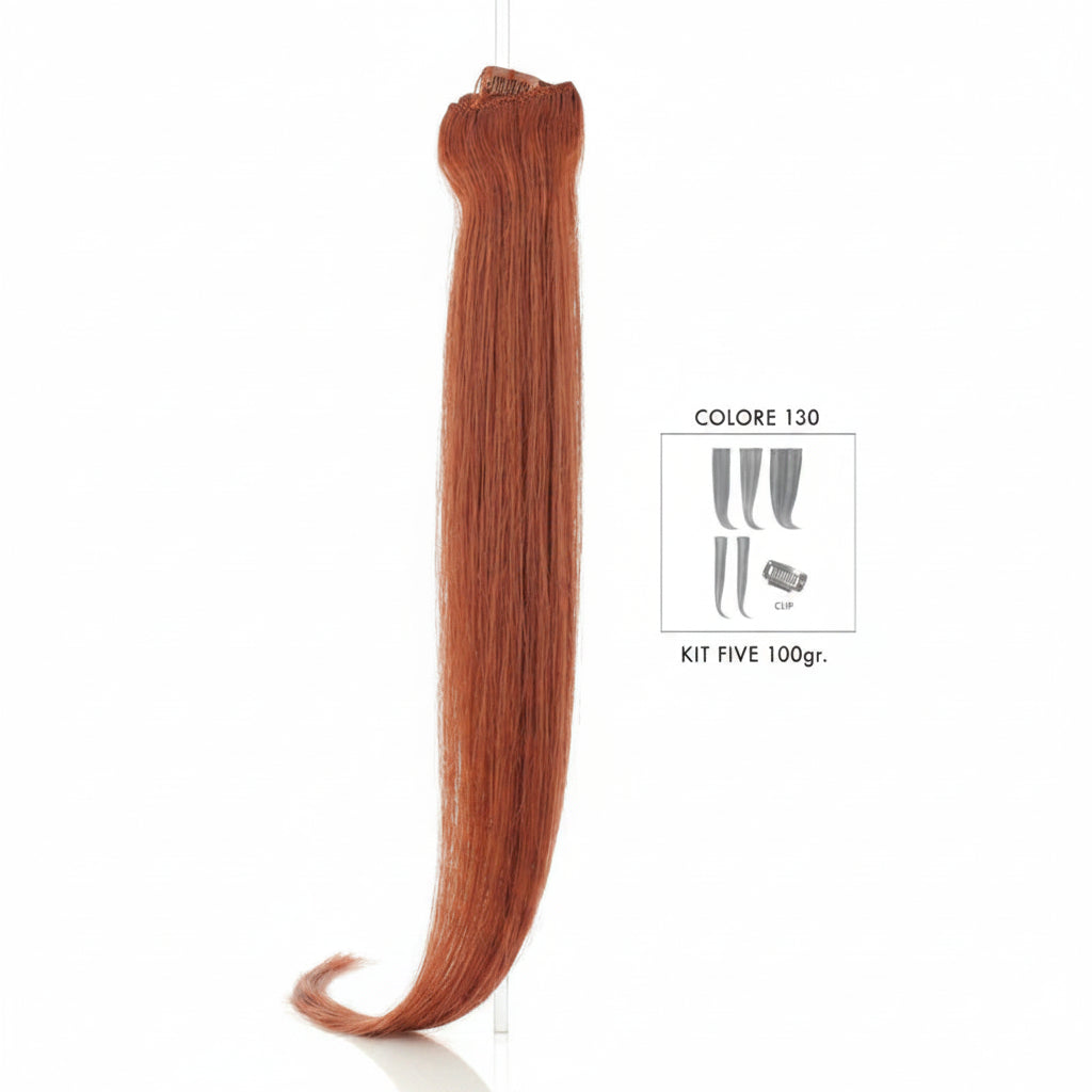 DI BIASE HAIR - Extension Clip 5 pezzi - 100 gr | 130 Rosso Dorato Chiaro