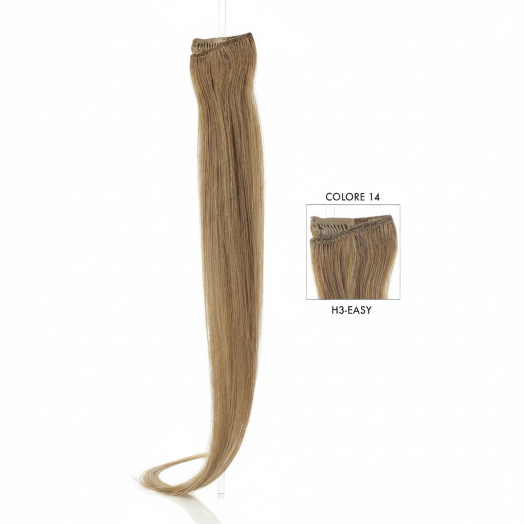 DI BIASE HAIR - Extension Clip 3 pezzi - 60 gr | 14 Biondo Chiaro Dorato Rame