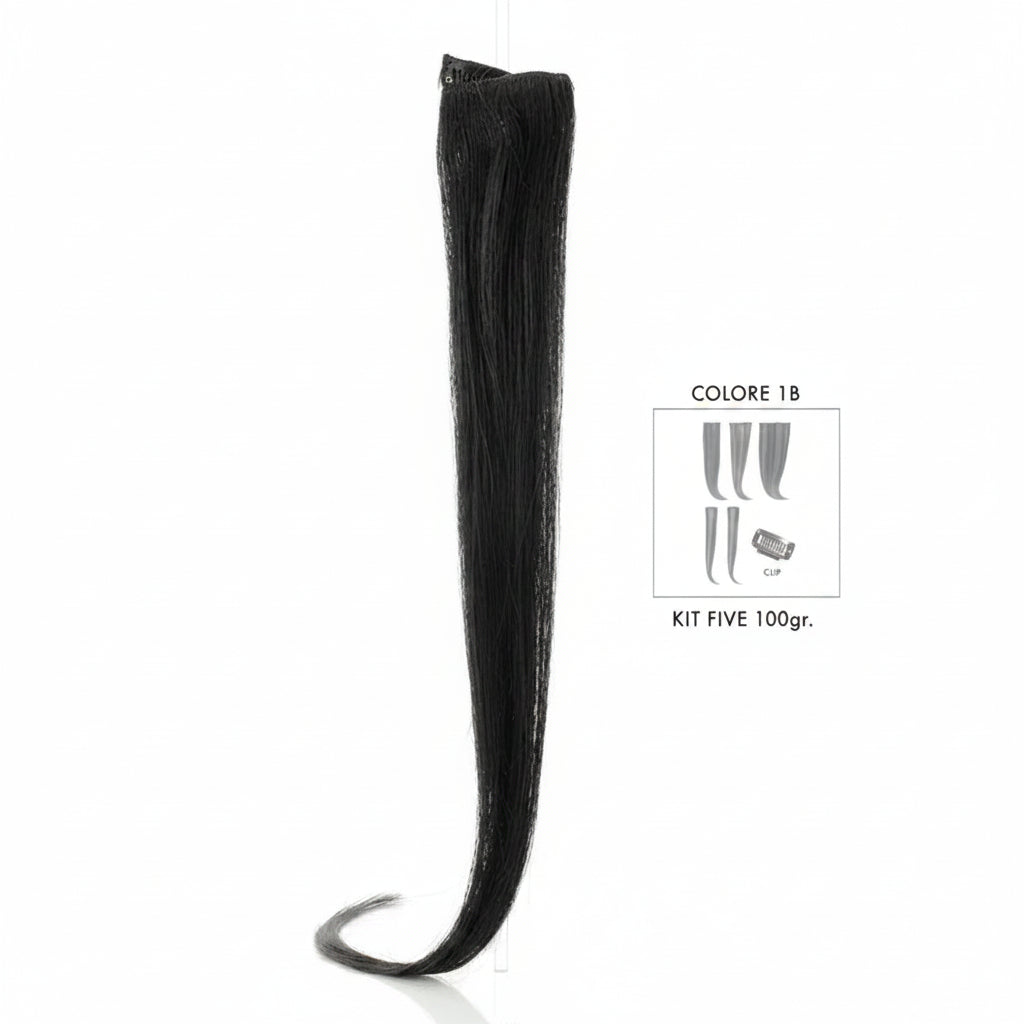 DI BIASE HAIR - Extension Clip 5 pezzi - 100 gr | 1B Nero