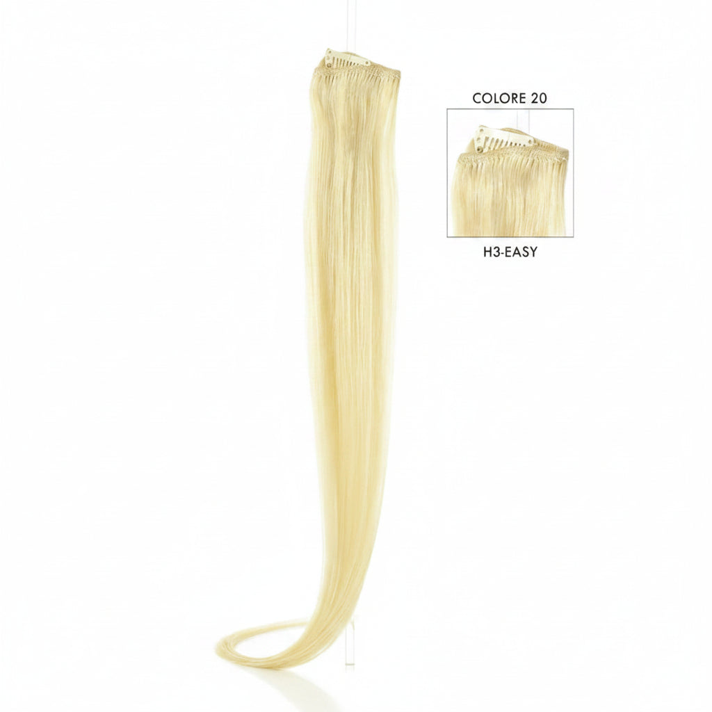 DI BIASE HAIR - Extension Clip 3 pezzi - 60 gr | 20 Biondo Platino Dorato