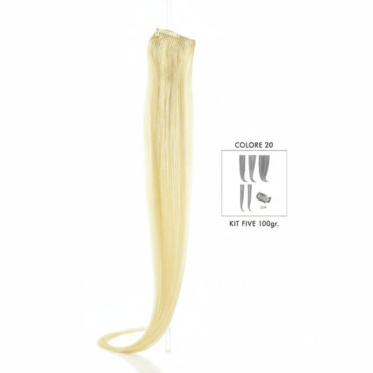 DI BIASE HAIR - Extension Clip 5 pezzi - 100 gr | 20 Biondo Platino Dorato
