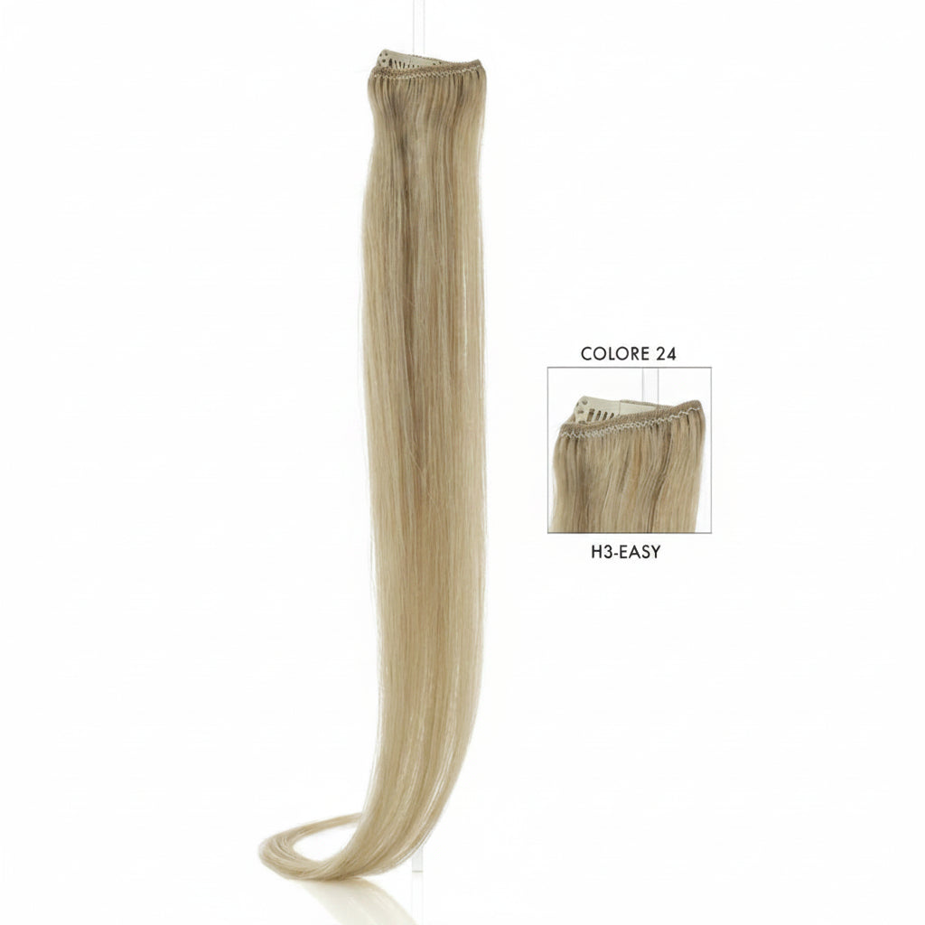 DI BIASE HAIR - Extension Clip 3 pezzi - 60 gr | 24 Biondo Cenere