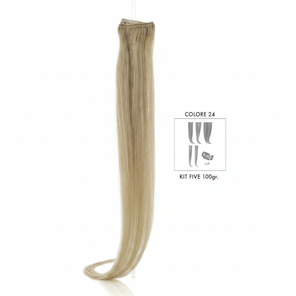 DI BIASE HAIR - Extension Clip 5 pezzi - 100 gr | 24 Biondo Cenere