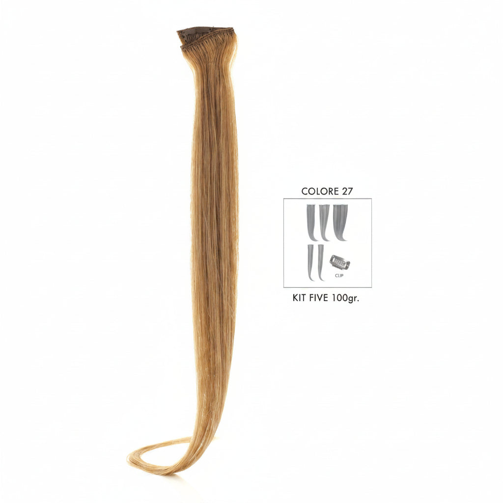DI BIASE HAIR - Extension Clip 5 pezzi - 100 gr | 27 Biondo Tabacco
