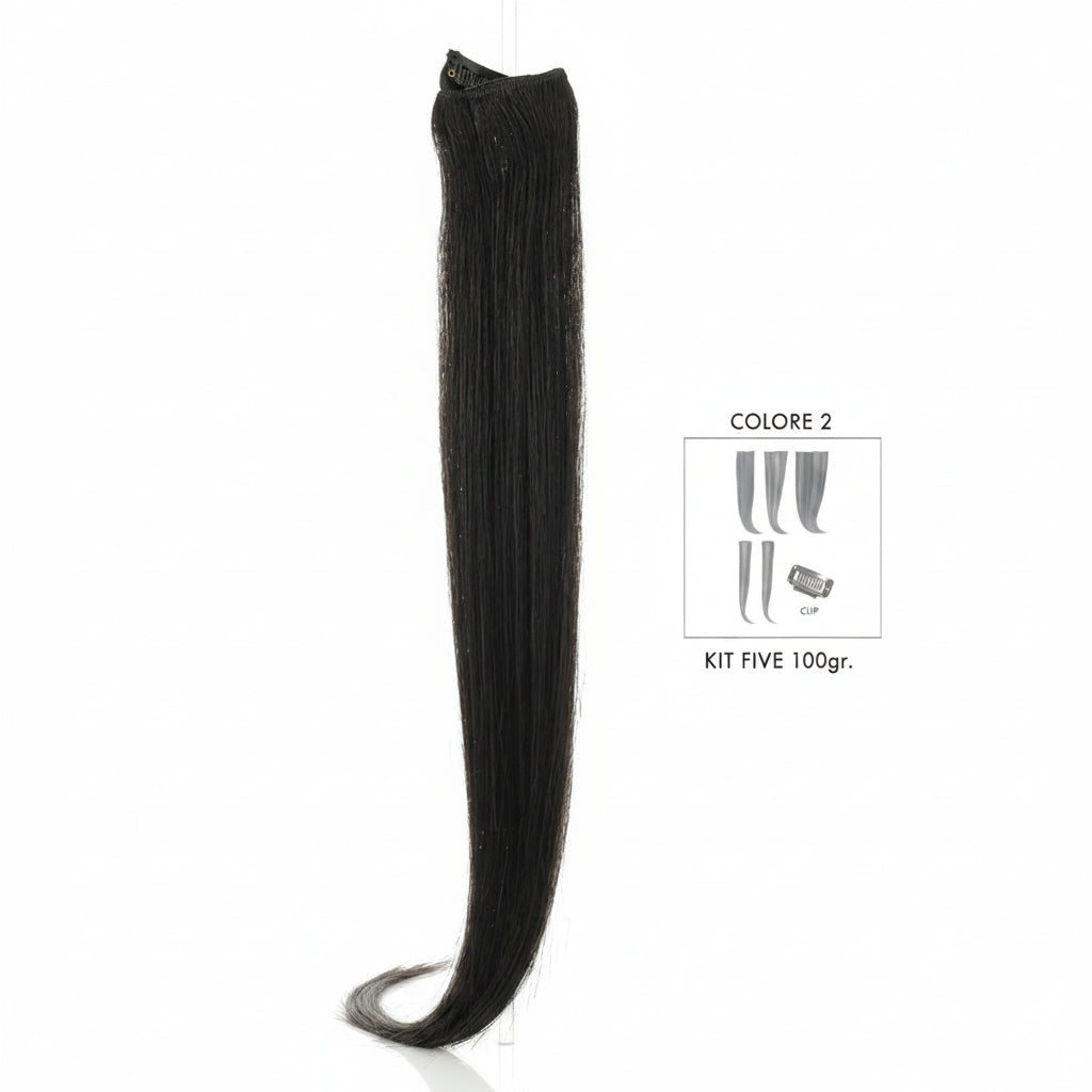DI BIASE HAIR - Extension Clip 5 pezzi - 100 gr | 2 Castano Scuro