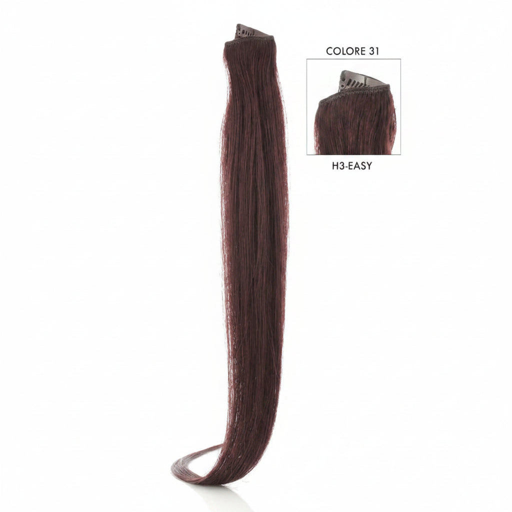 DI BIASE HAIR - Extension Clip 3 pezzi - 60 gr | 31 Castano Mogano Acceso