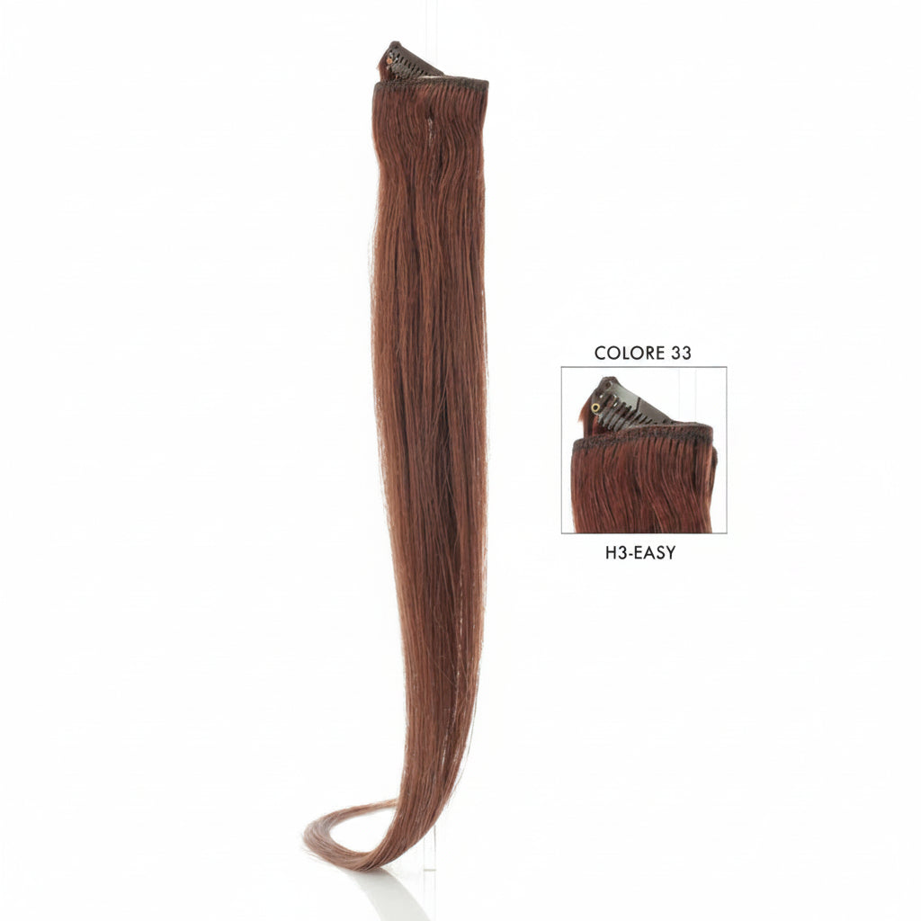 DI BIASE HAIR - Extension Clip 3 pezzi - 60 gr | 33 Castano Mogano Chiaro