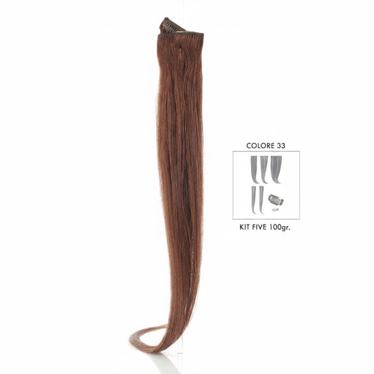 DI BIASE HAIR - Extension Clip 5 pezzi - 100 gr | 33 Castano Mogano Chiaro