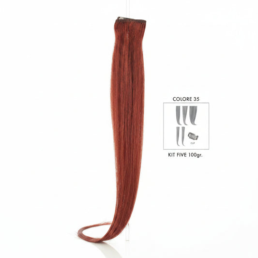 DI BIASE HAIR - Extension Clip 5 pezzi - 100 gr | 35 Rosso Intenso