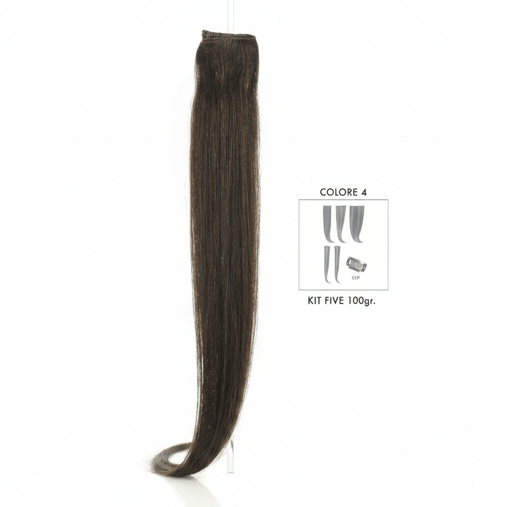 DI BIASE HAIR - Extension Clip 5 pezzi - 100 gr | 4 Castano