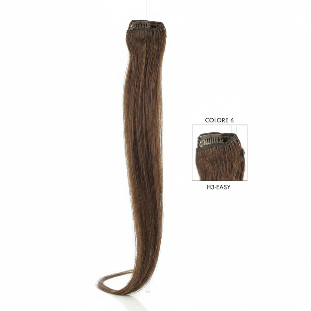 DI BIASE HAIR - Extension Clip 3 pezzi - 60 gr | 6 Castano Scuro