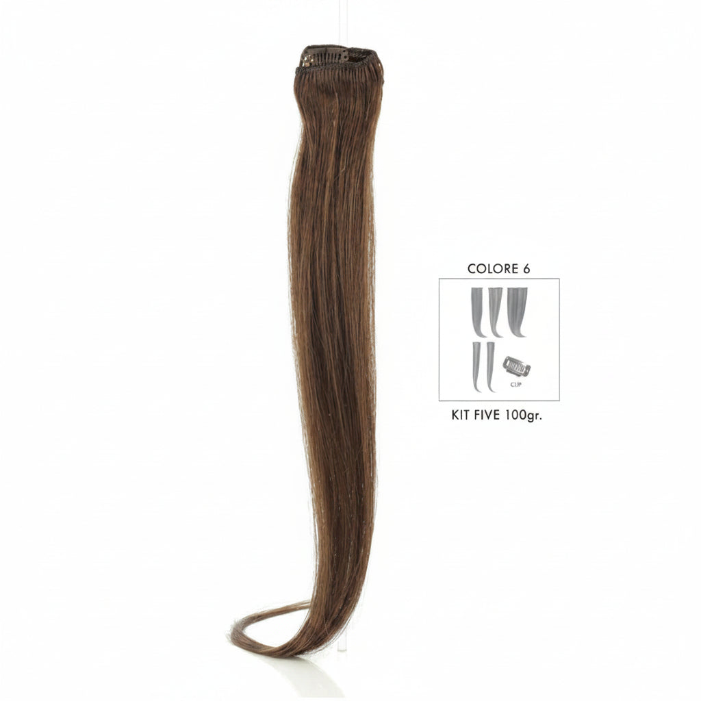 DI BIASE HAIR - Extension Clip 5 pezzi - 100 gr | 6 Castano Scuro