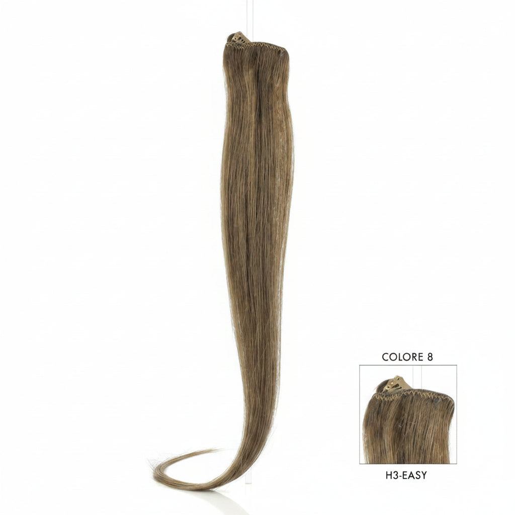 DI BIASE HAIR - Extension Clip 3 pezzi - 60 gr | 8 Biondo Scuro Naturale