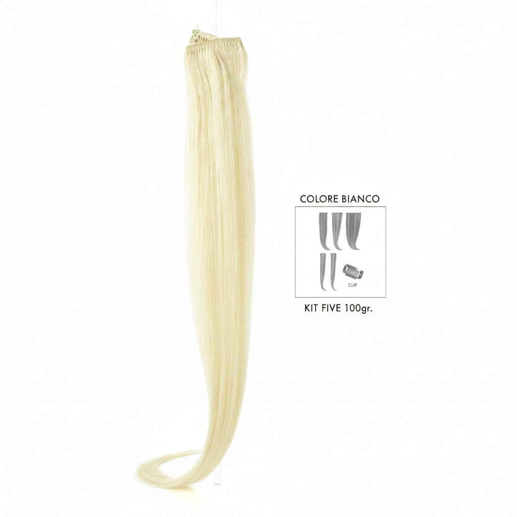DI BIASE HAIR - Extension Clip 5 pezzi - 100 gr | Bianco
