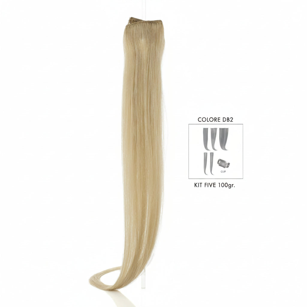 DI BIASE HAIR - Extension Clip 5 pezzi - 100 gr | DB2 Biondo Dorato Chiaro