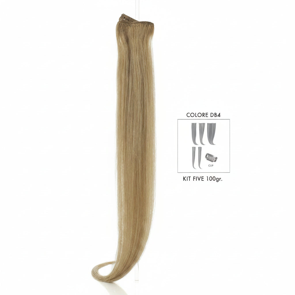 DI BIASE HAIR - Extension Clip 5 pezzi - 100 gr | DB4 Biondo Chiaro Dorato