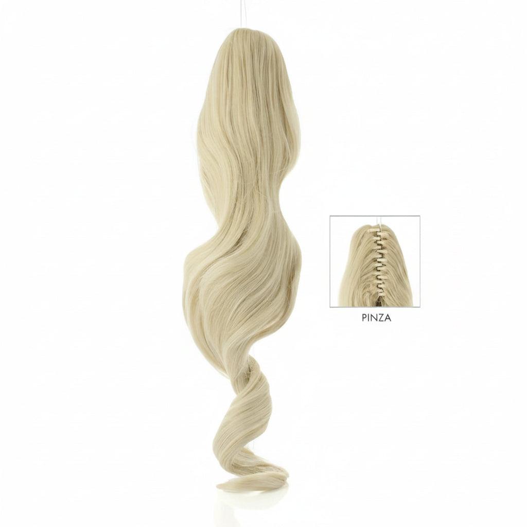 DI BIASE HAIR - Toupet Chiara ondulato 60 cm | 1001 Biondo Platino