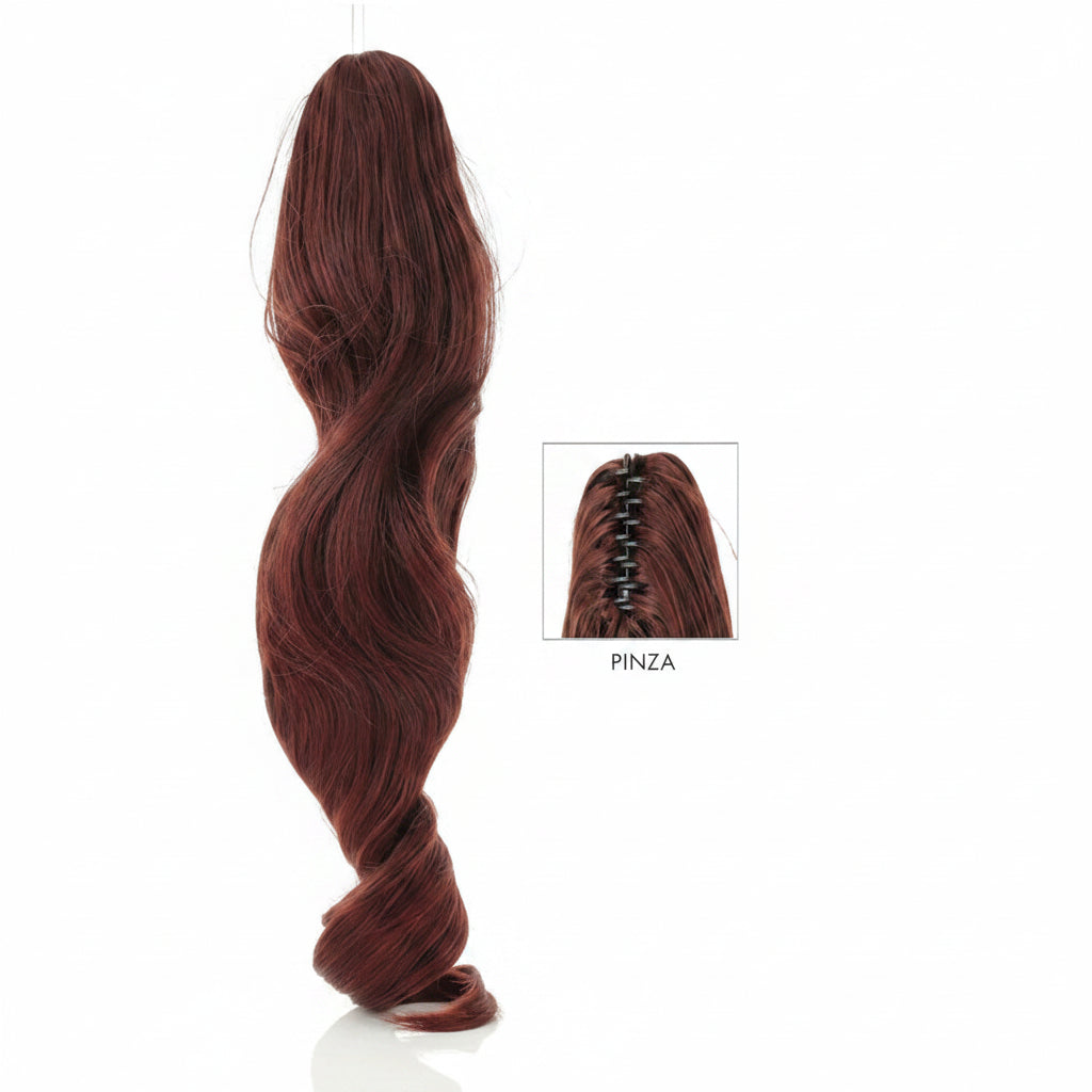 DI BIASE HAIR - Toupet Chiara ondulato 60 cm | 33 Castano Mogano Chiaro