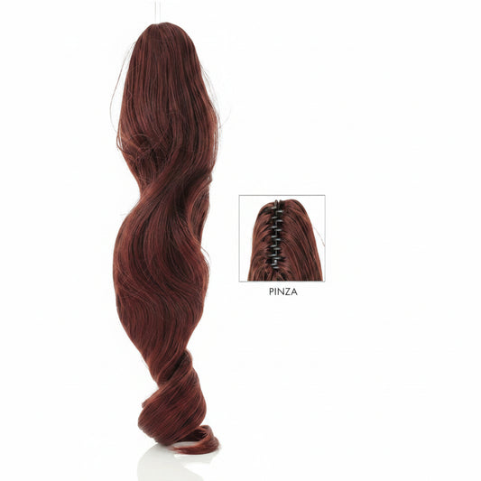 DI BIASE HAIR - Toupet Chiara ondulato 60 cm | 33 Castano Mogano Chiaro