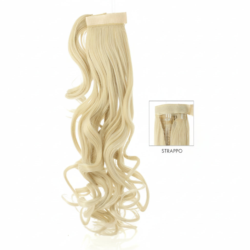 DI BIASE HAIR - Toupet Gaia ondulato 70cm | 1001 Biondo Platino