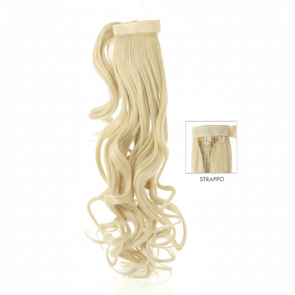 DI BIASE HAIR - Toupet Morena ondulato 60 cm | 1001 Biondo Platino
