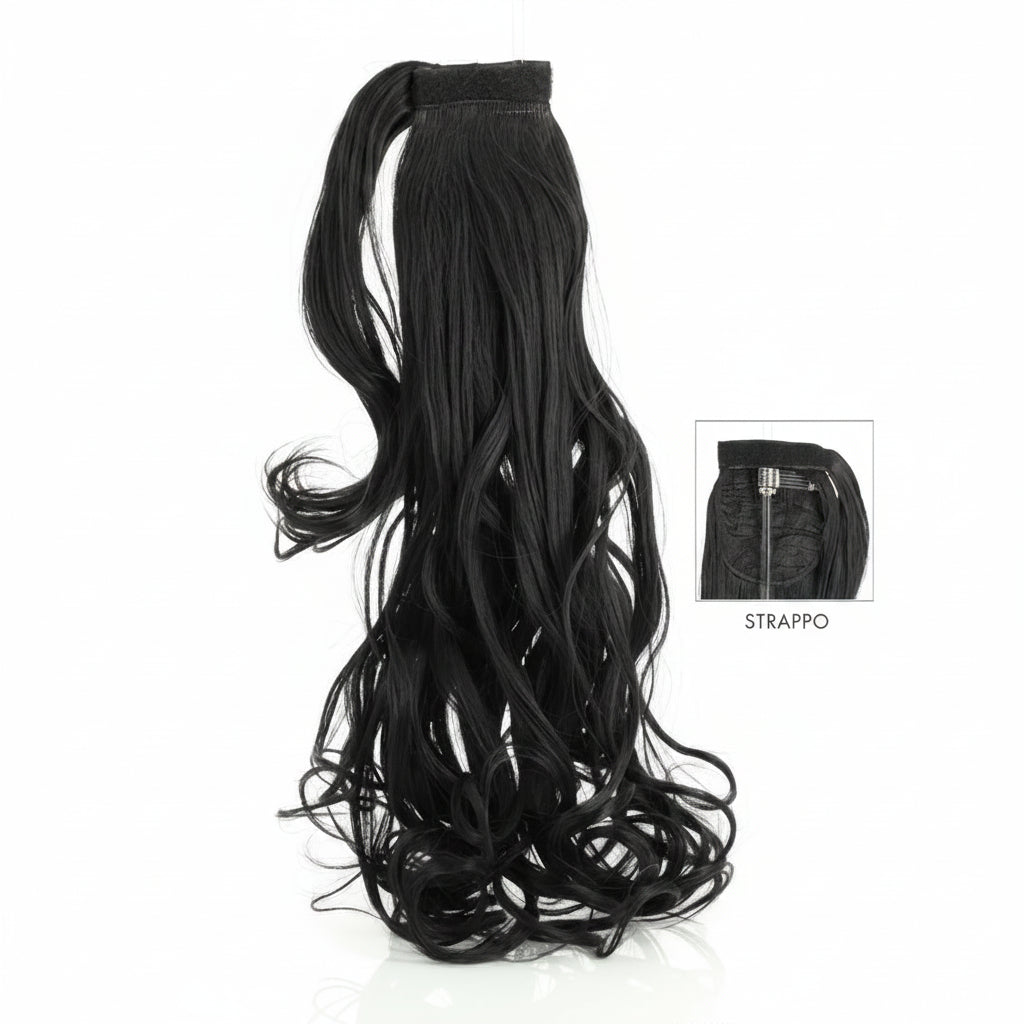 DI BIASE HAIR - Toupet Morena ondulato 60 cm | 1B Nero