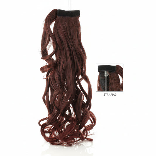 DI BIASE HAIR - Toupet Gaia ondulato 70cm | 33 Castano Mogano Acceso