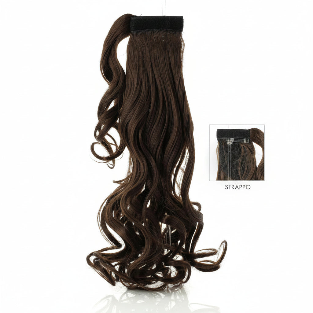 DI BIASE HAIR - Toupet Gaia ondulato 70cm | 4 Castano