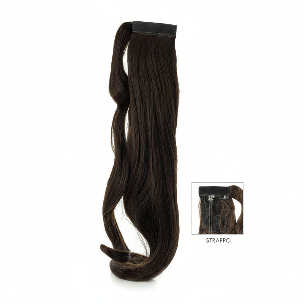 DI BIASE HAIR - Toupet Egizia Liscio 70 cm | 4 Castano
