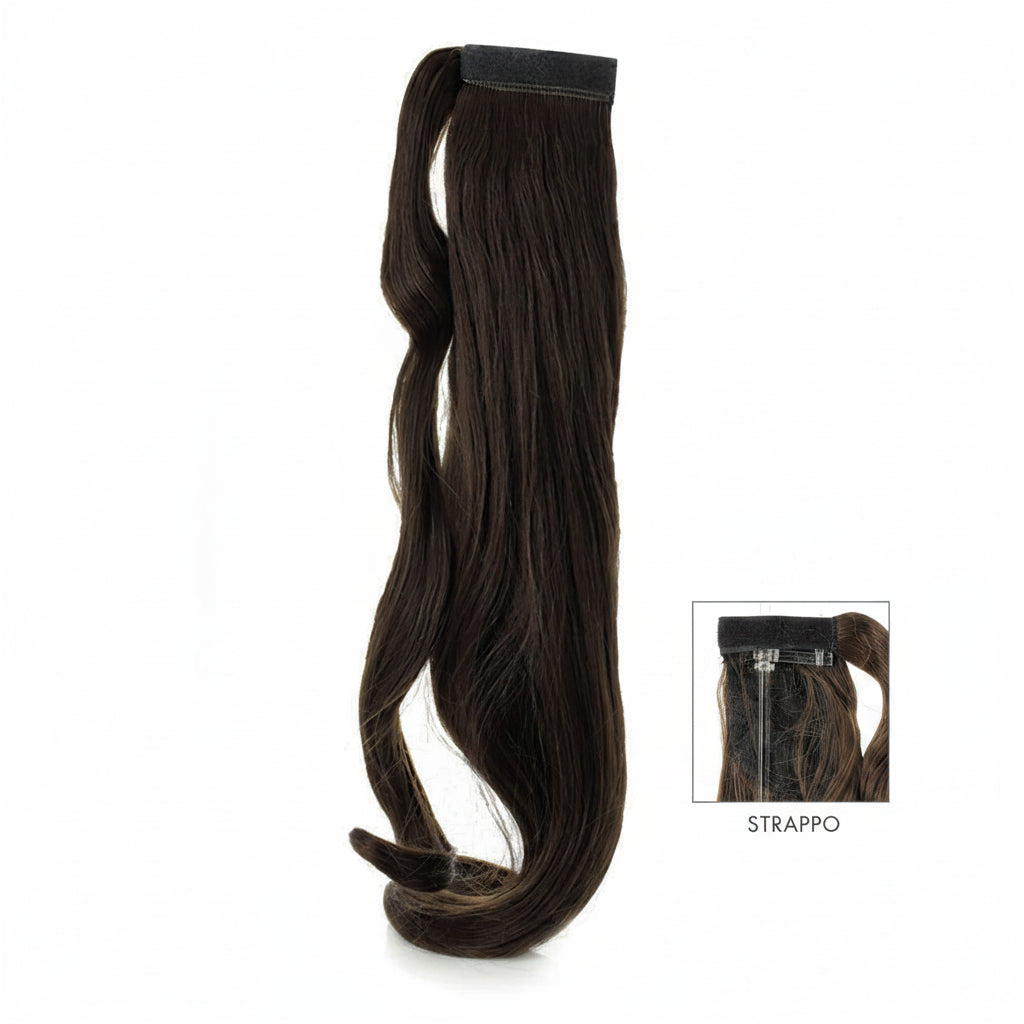 DI BIASE HAIR - Toupet Serena liscio 60 cm | 4 Castano