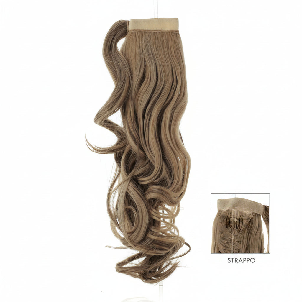 DI BIASE HAIR - Toupet Morena ondulato 60 cm | 12 Biondo Dorato Rame
